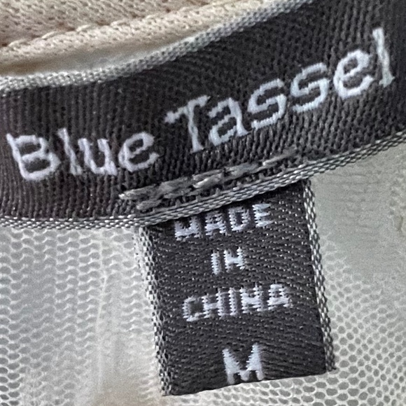 Anthropologie BLUE TASSEL Ivory semi sheer ab sequined top with camisole. Medium - Picture 5 of 5